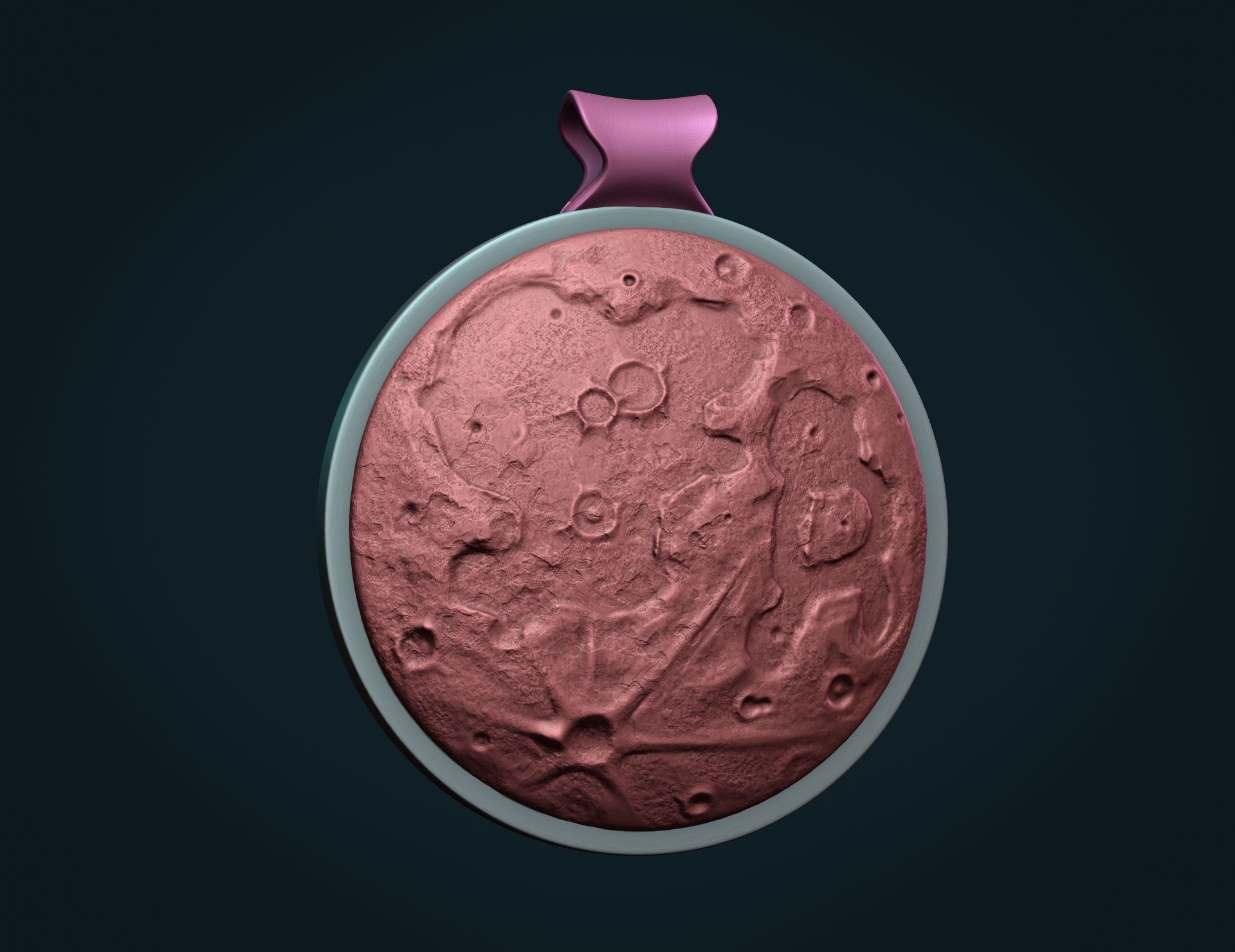 Moon Bas-Relief Pendant 3D print model_14