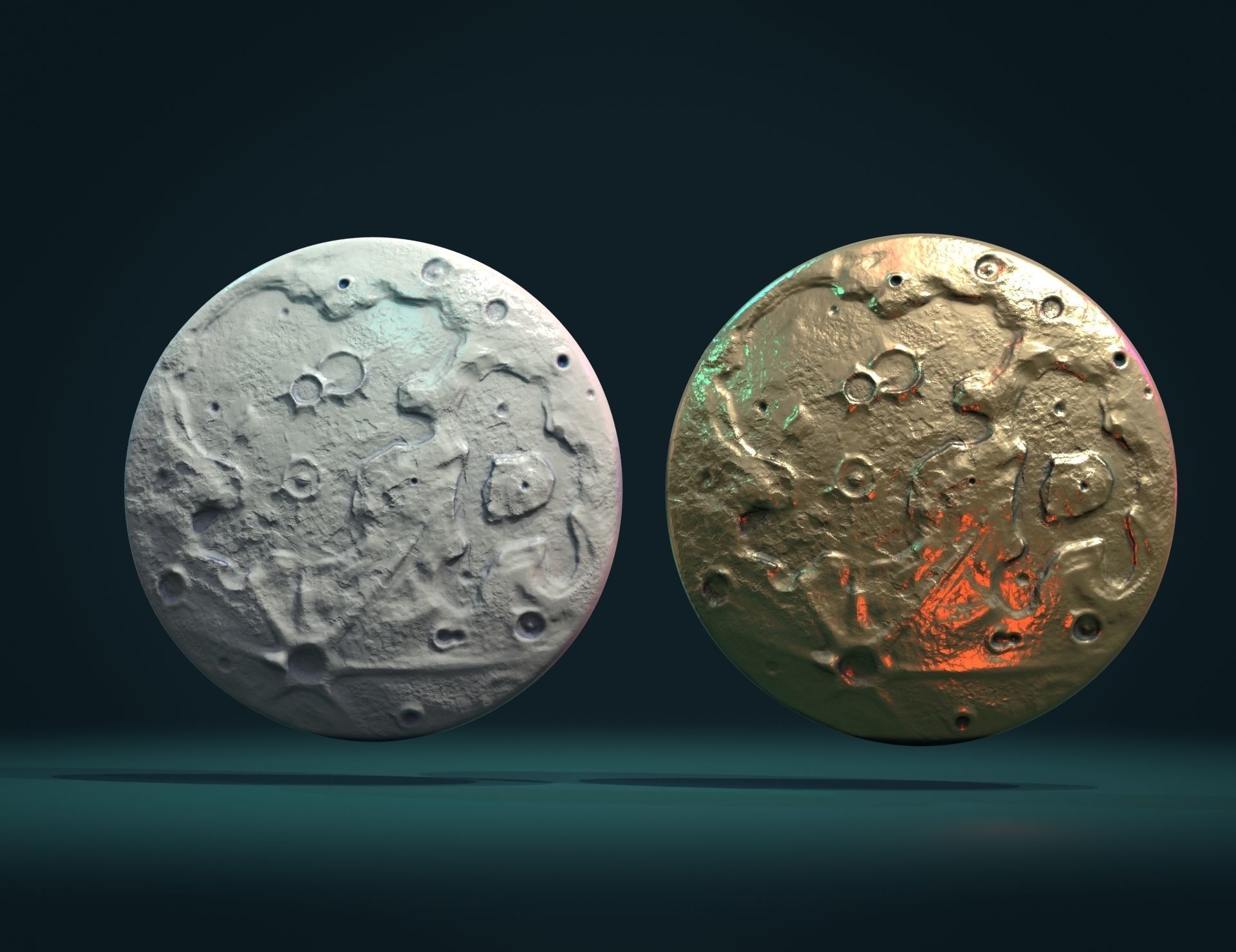 Moon Bas-Relief Pendant 3D print model_3