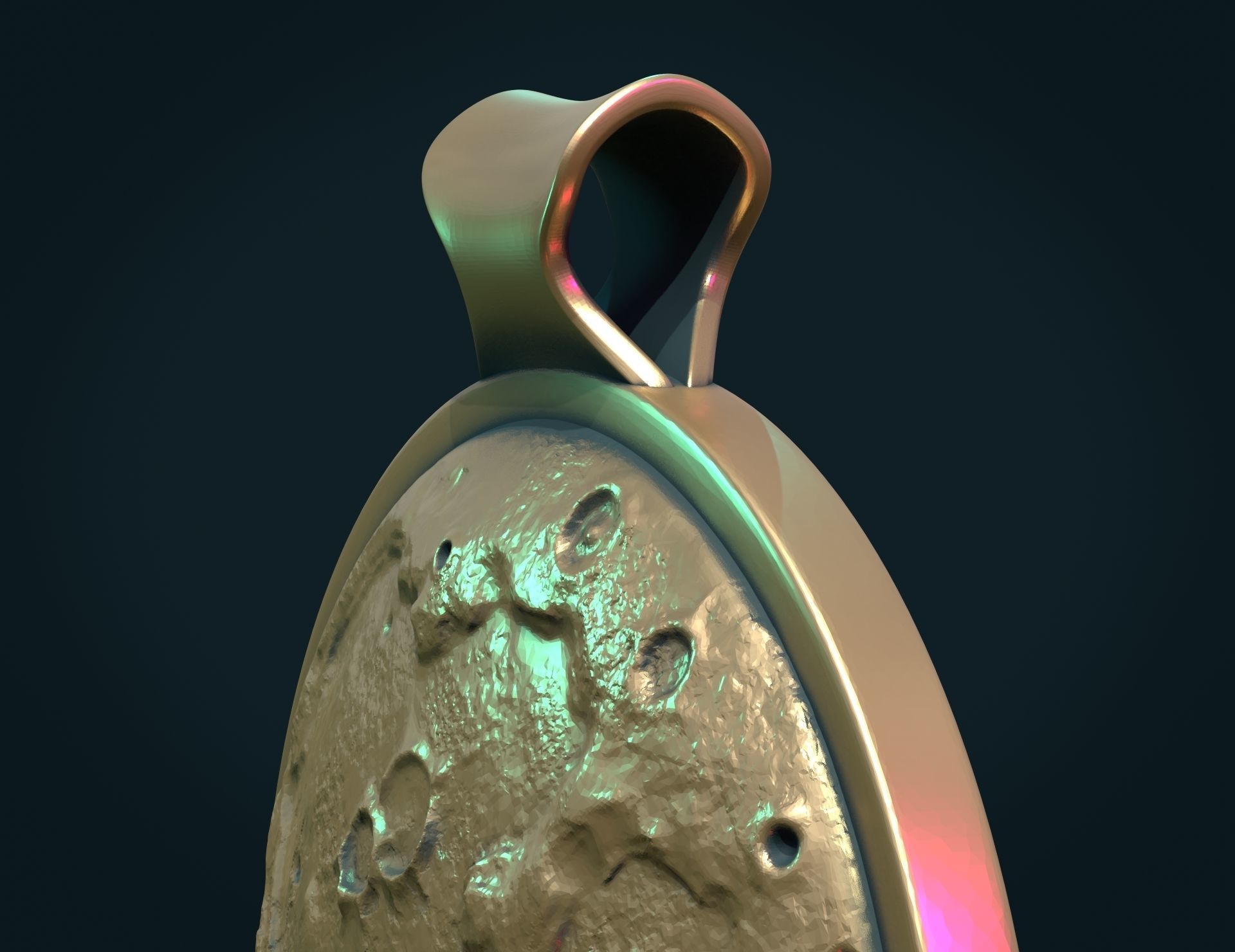 Moon Bas-Relief Pendant 3D print model_10