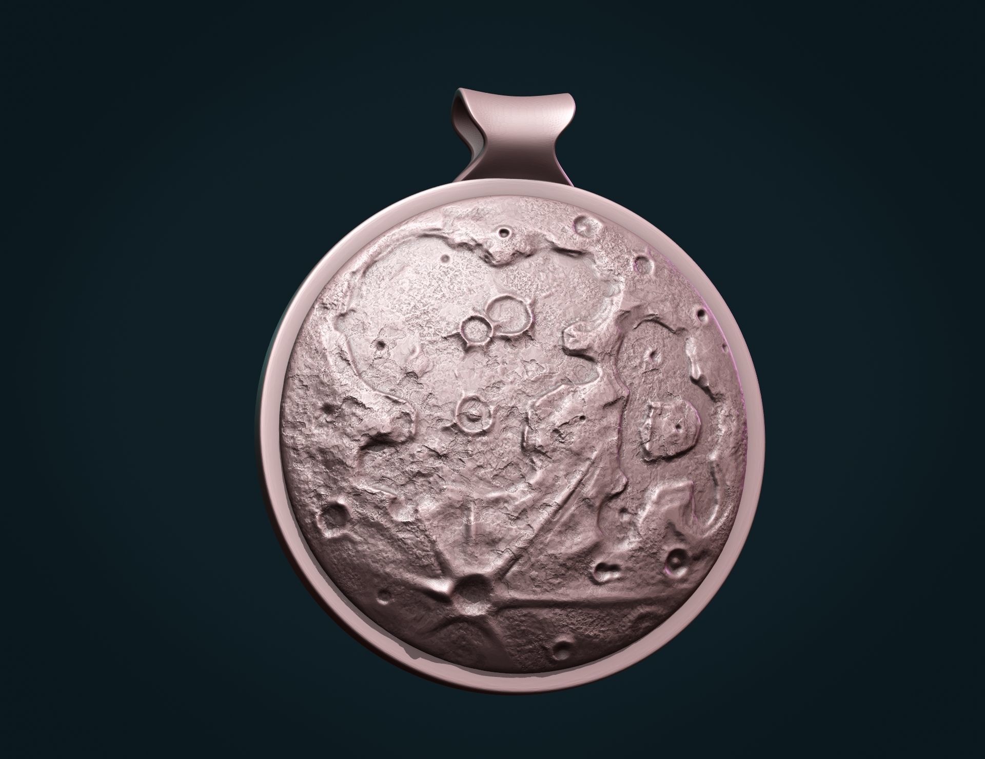 Moon Bas-Relief Pendant 3D print model_11