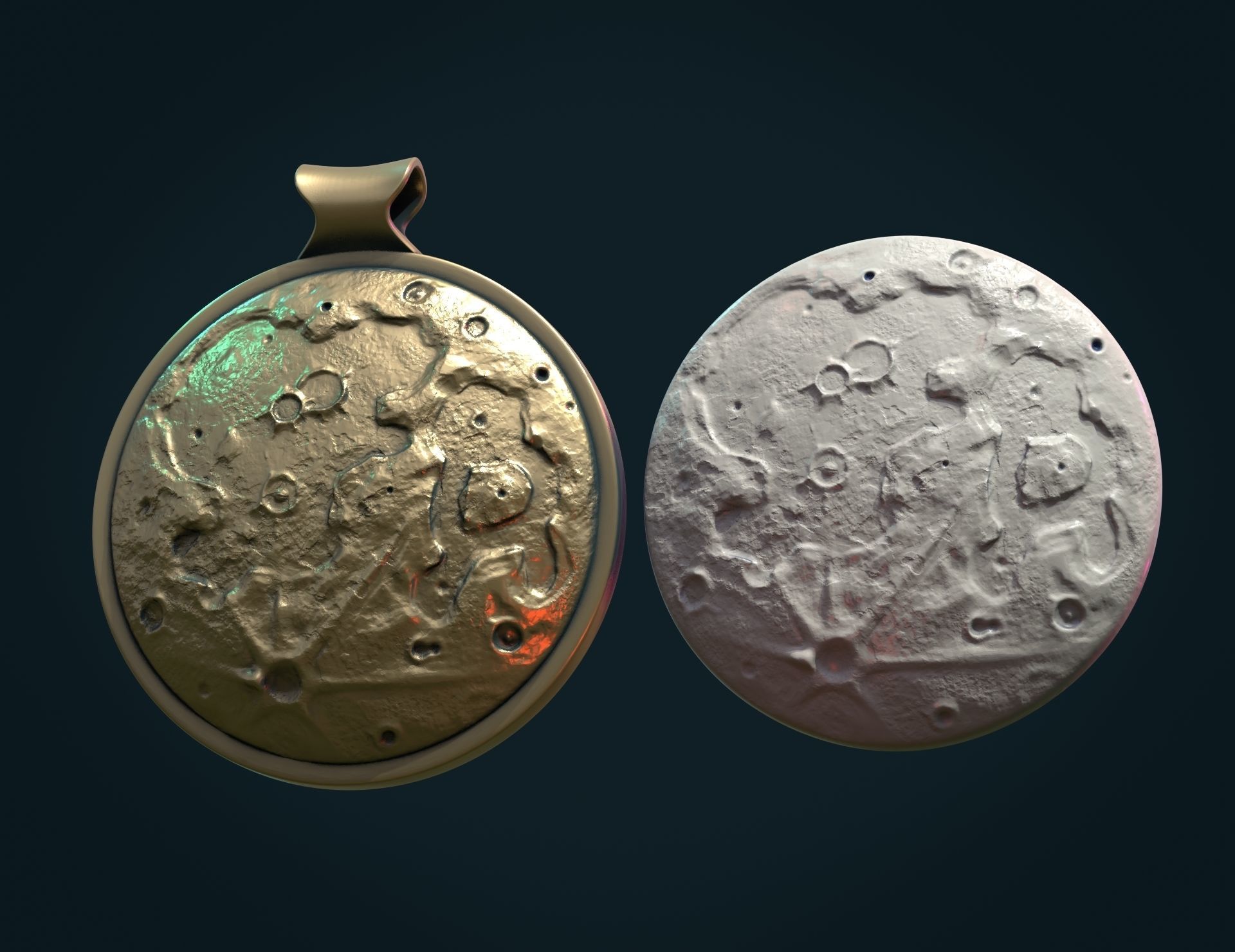 Moon Bas-Relief Pendant 3D print model_5