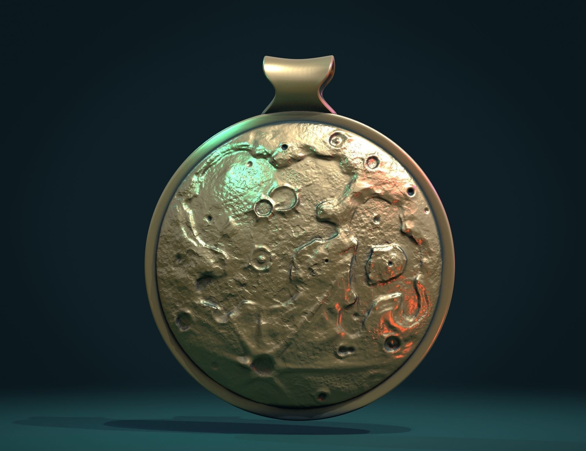 Moon Bas-Relief Pendant 3D print model_2