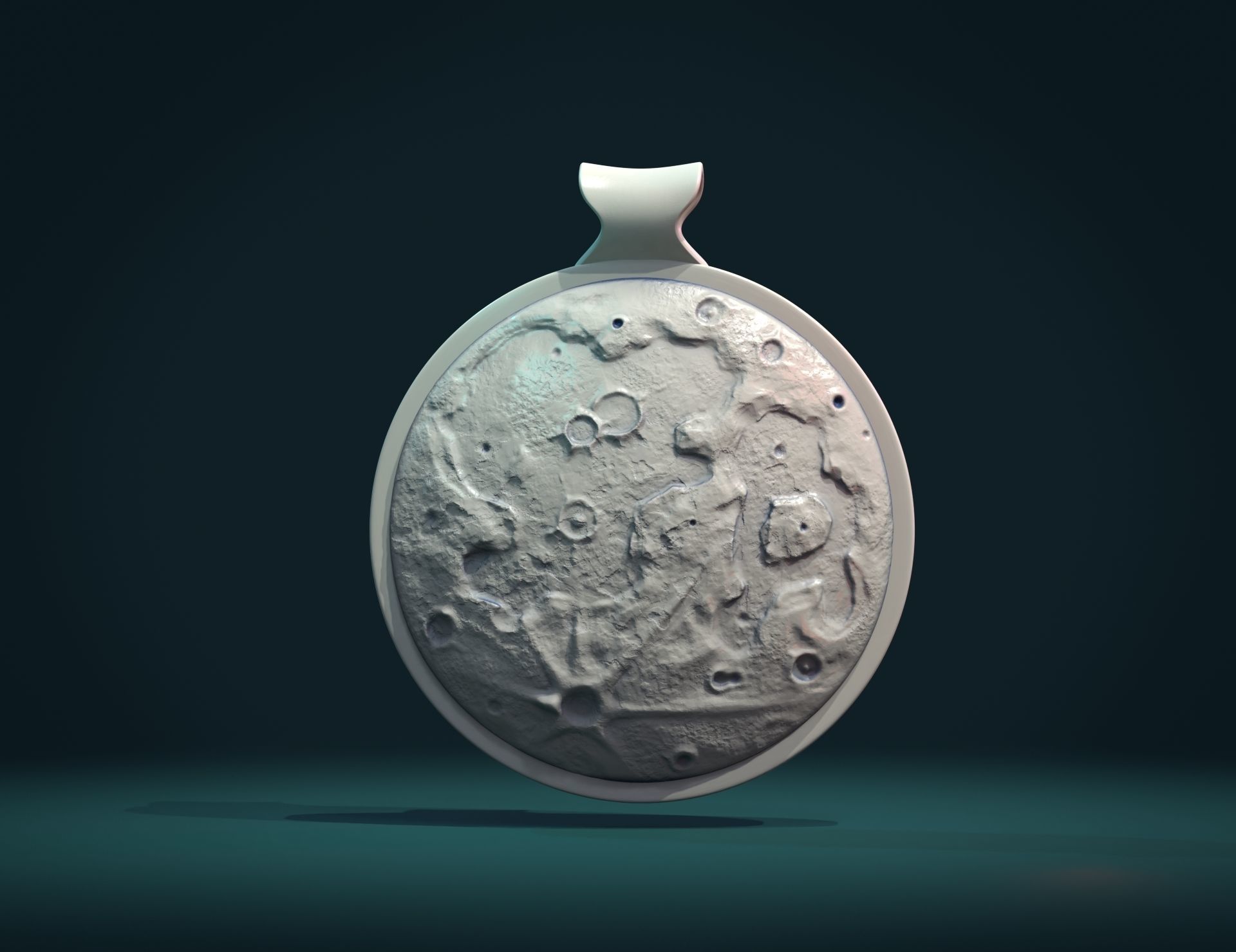 Moon Bas-Relief Pendant 3D print model_4