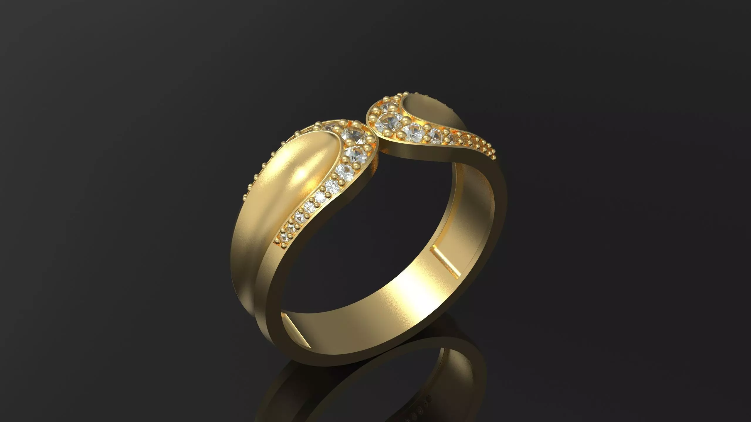 Lady Ring With Diamond 3D print model_0