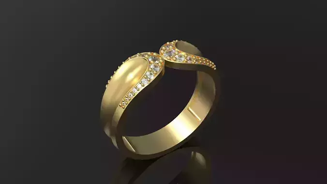 Lady Ring With Diamond 3D print model