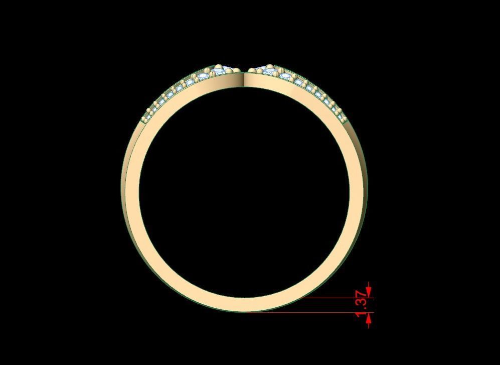 Lady Ring With Diamond 3D print model_9