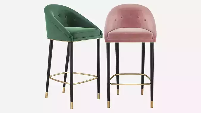 Malay Bar Chair Mid Century Brabbu 3D model