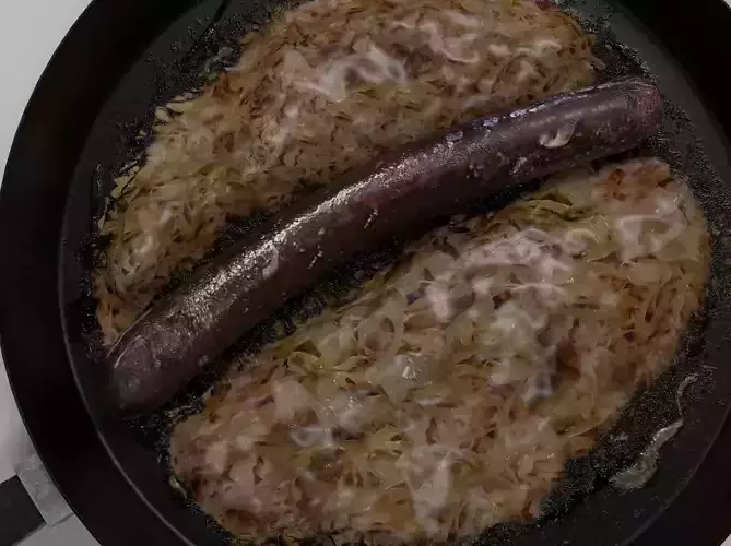 Fryed Sausage and Sauerkraut Pan 