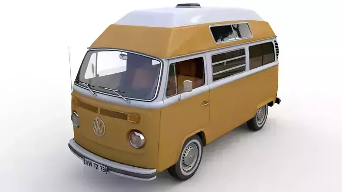 VOLKSWAGEN T2 HIGHT TOP SAFARE CAMPER 1974 3D model