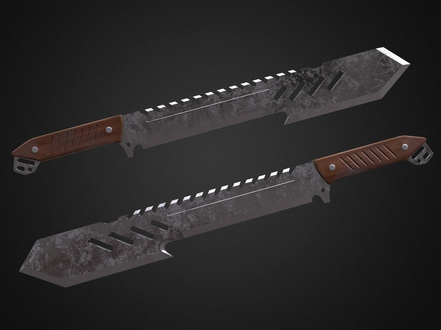 Machete knife Low-poly 3D model_14