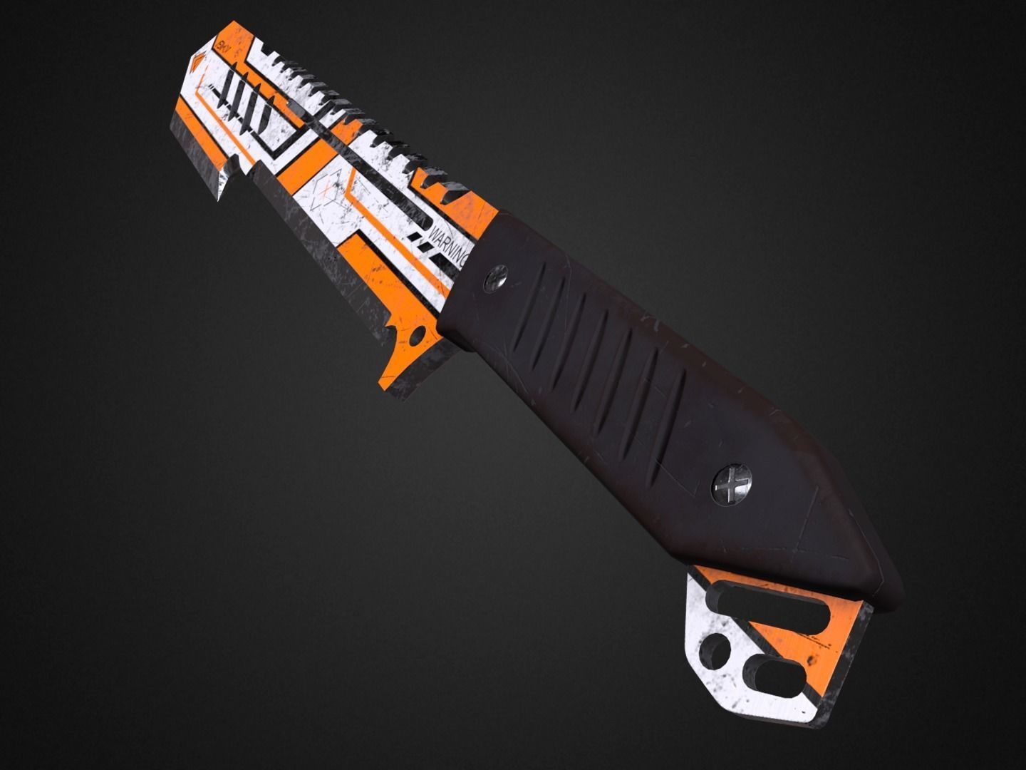 Machete knife Low-poly 3D model_4