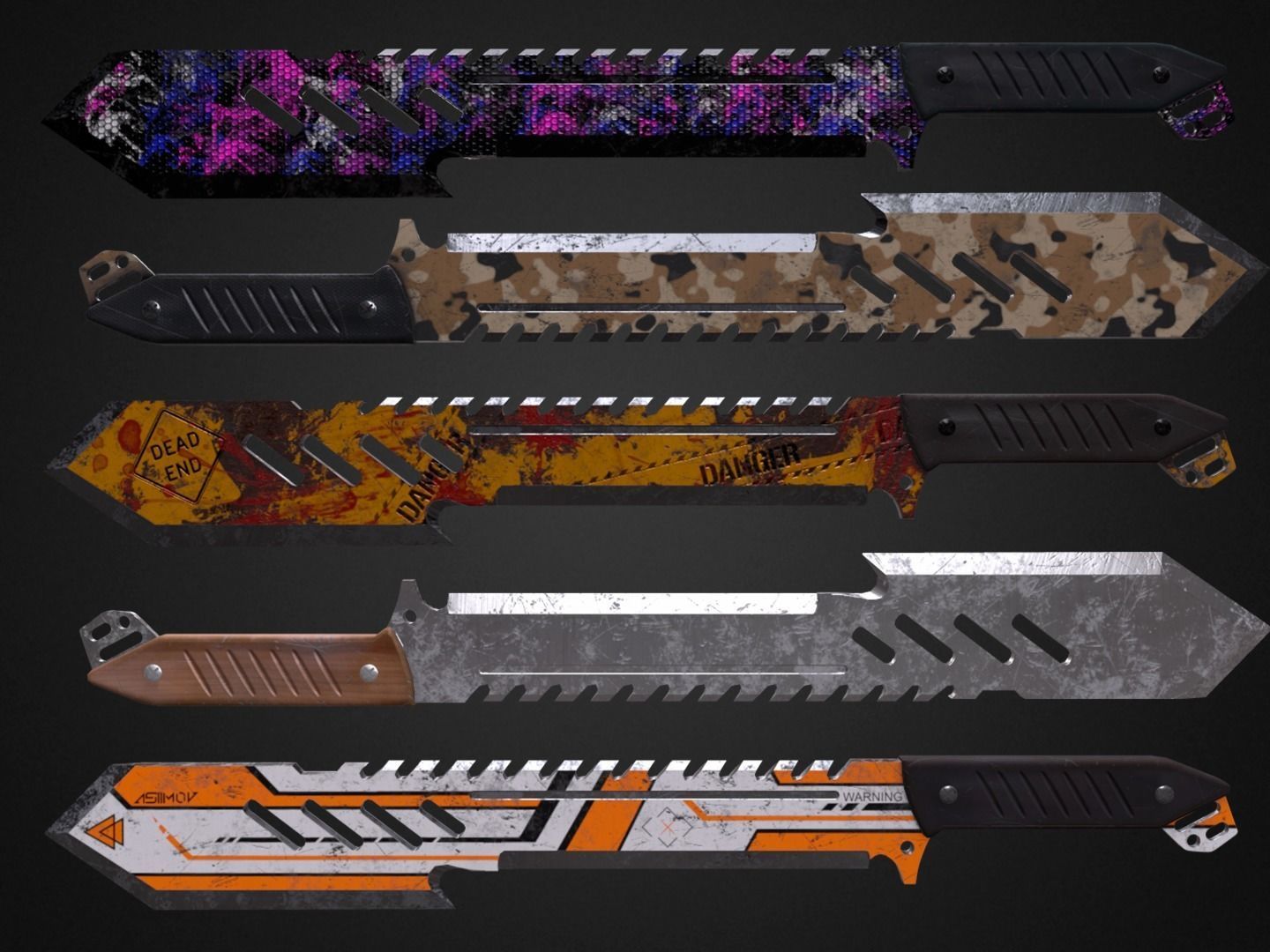 Machete knife Low-poly 3D model_1