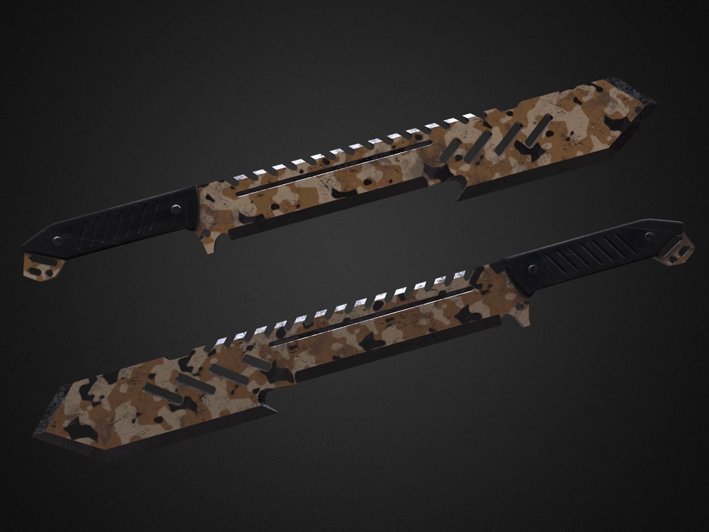 Machete knife Low-poly 3D model_11