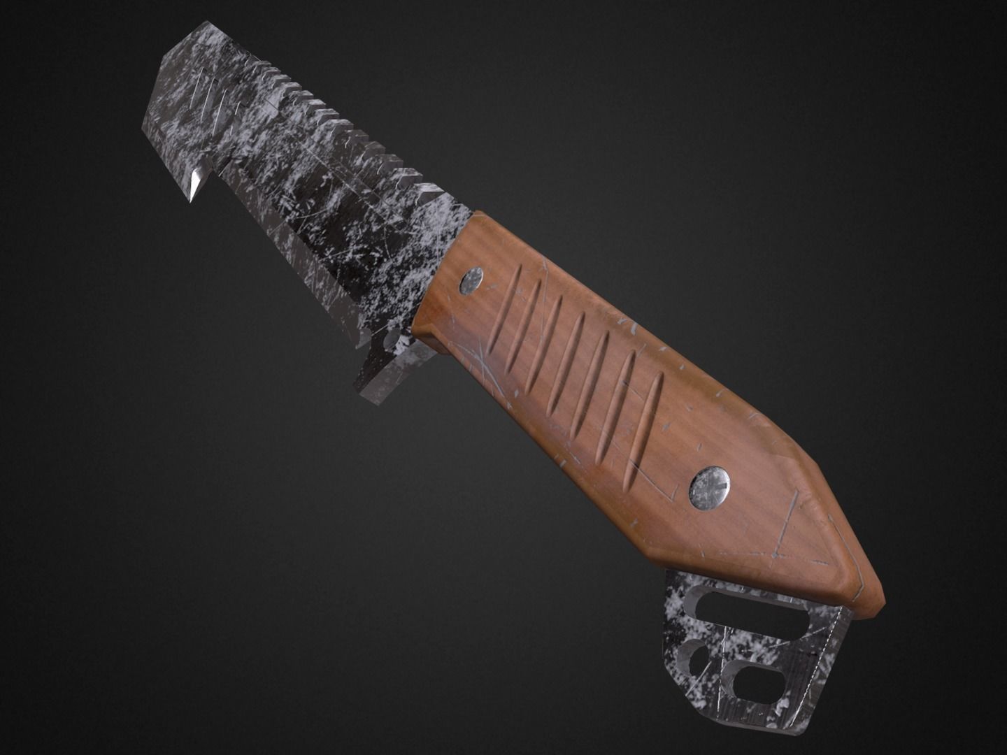 Machete knife Low-poly 3D model_16