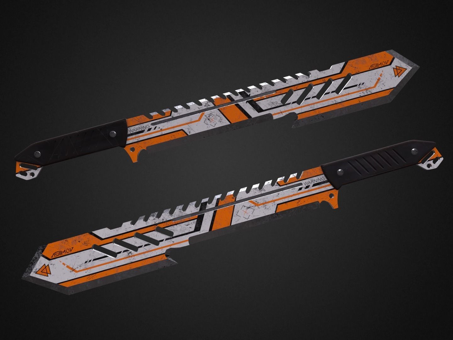 Machete knife Low-poly 3D model_2