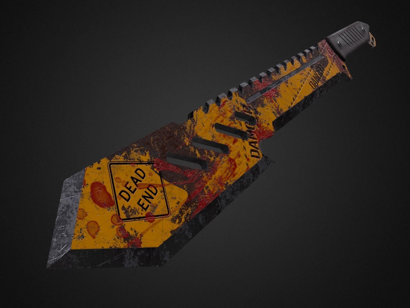 Machete knife Low-poly 3D model_9