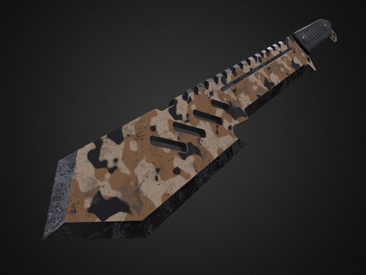 Machete knife Low-poly 3D model_12
