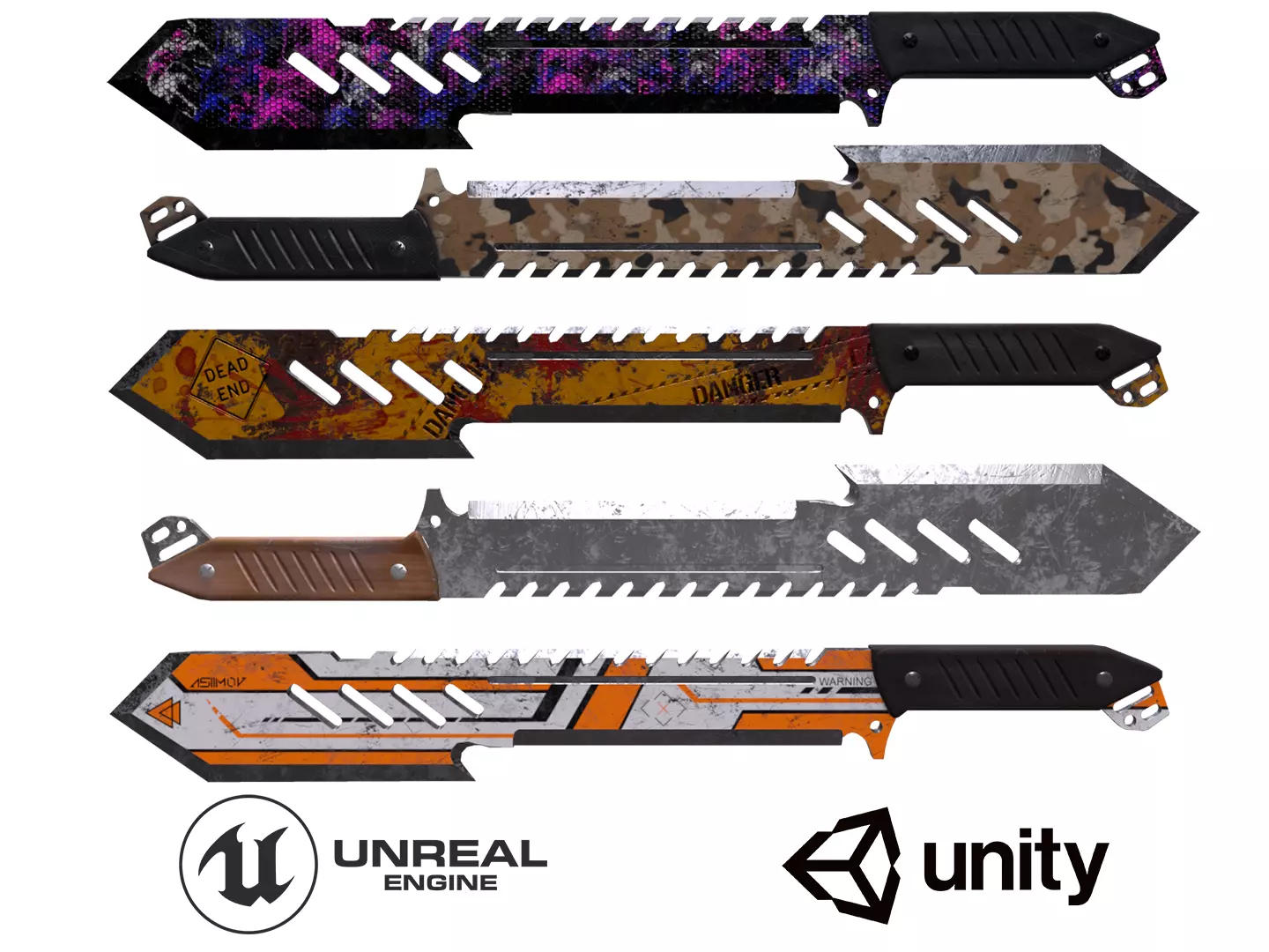 Machete knife Low-poly 3D model_0