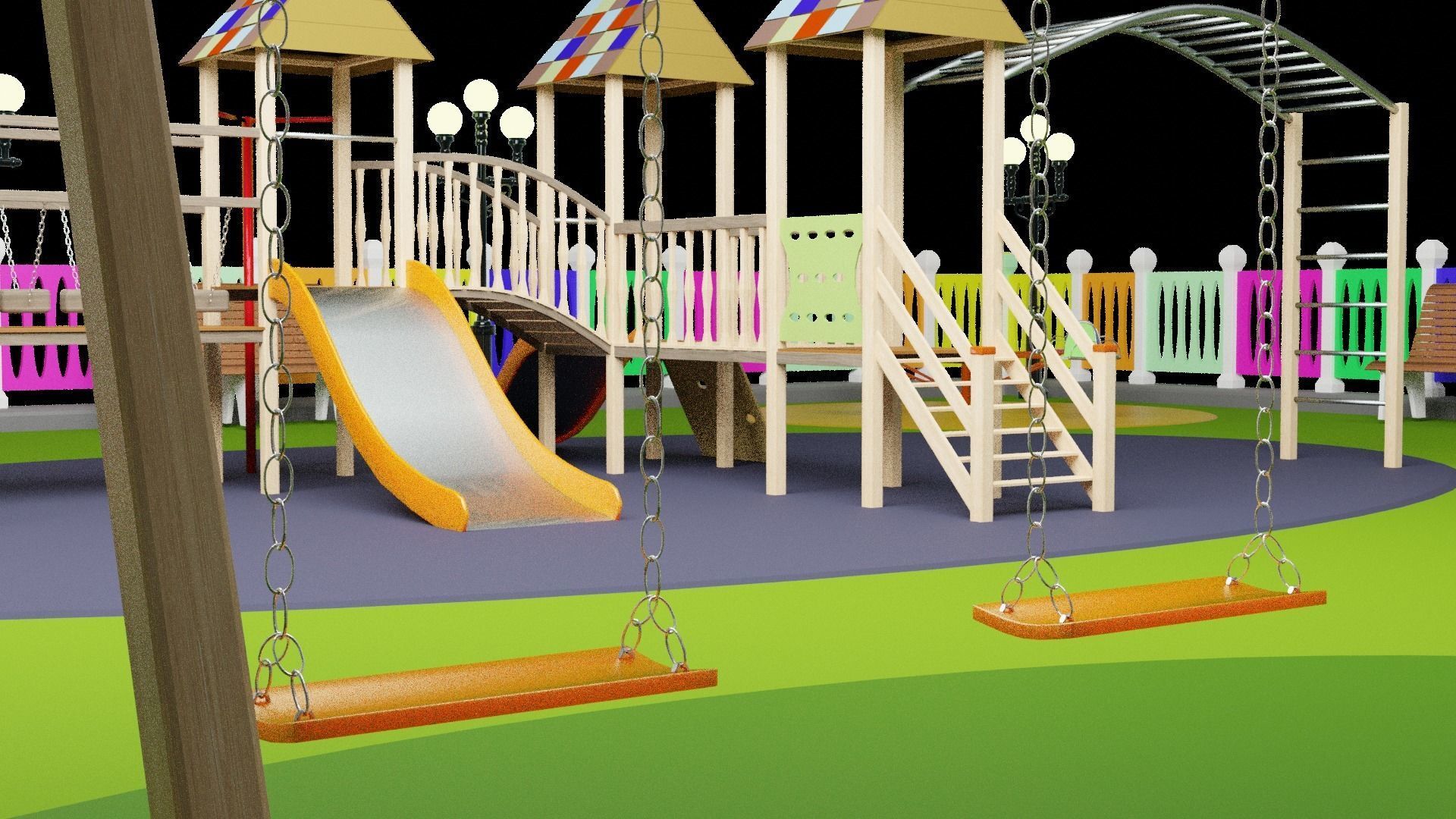 Playground Swing 3D model_14
