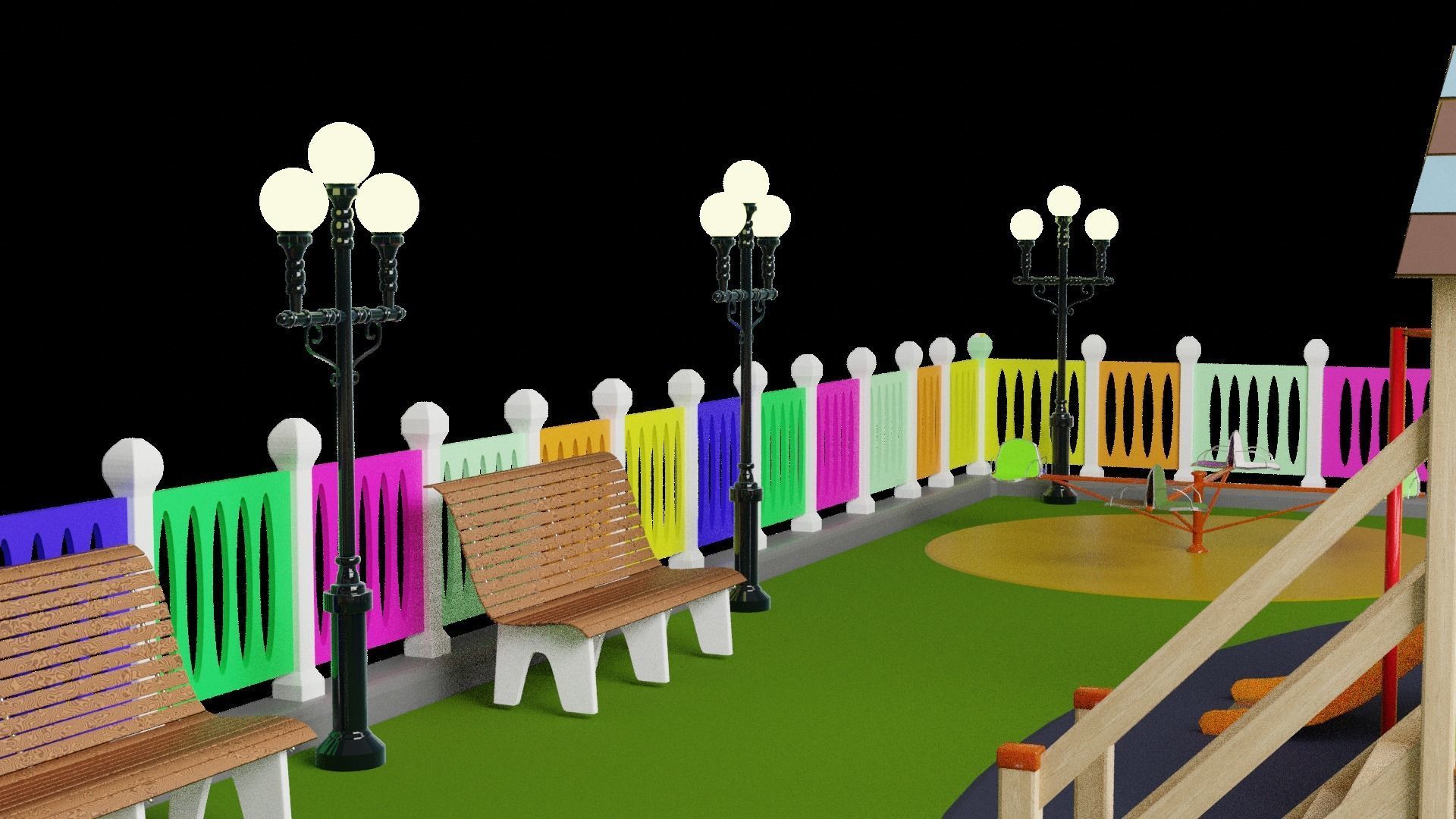 Playground Swing 3D model_3