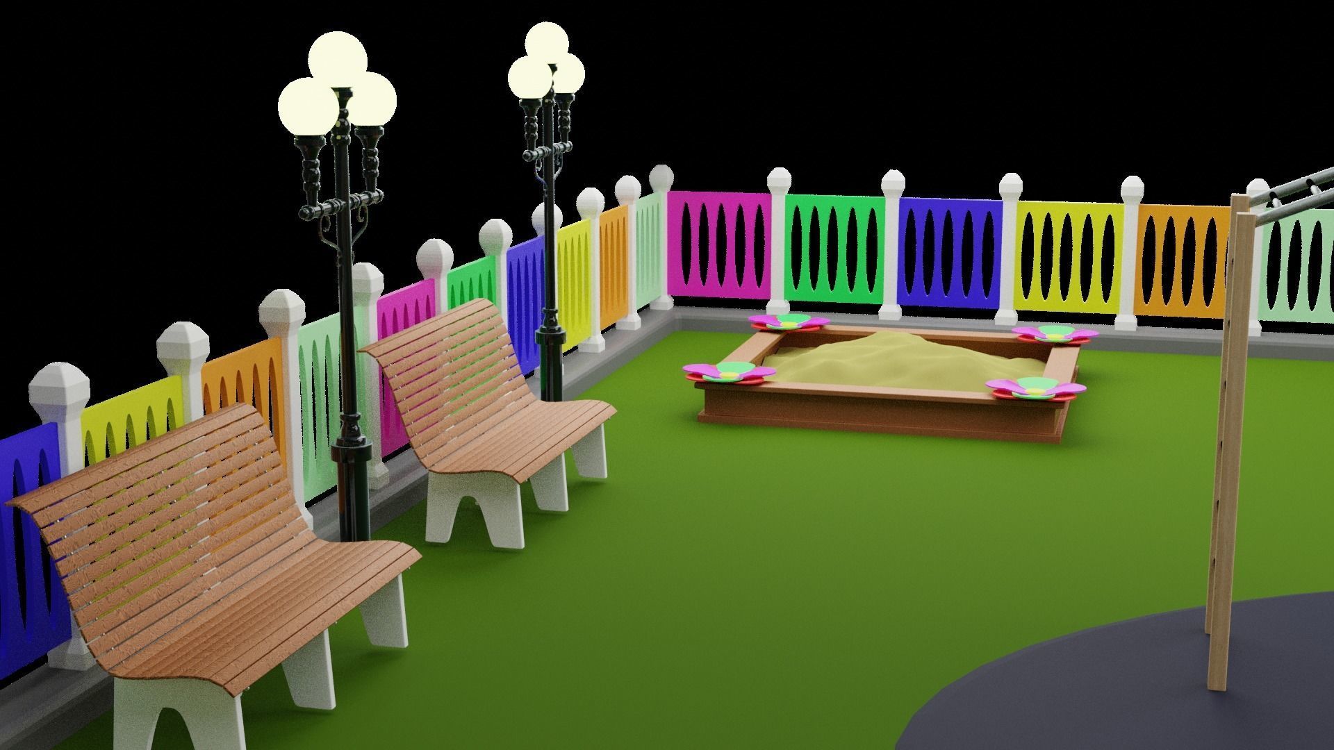 Playground Swing 3D model_9