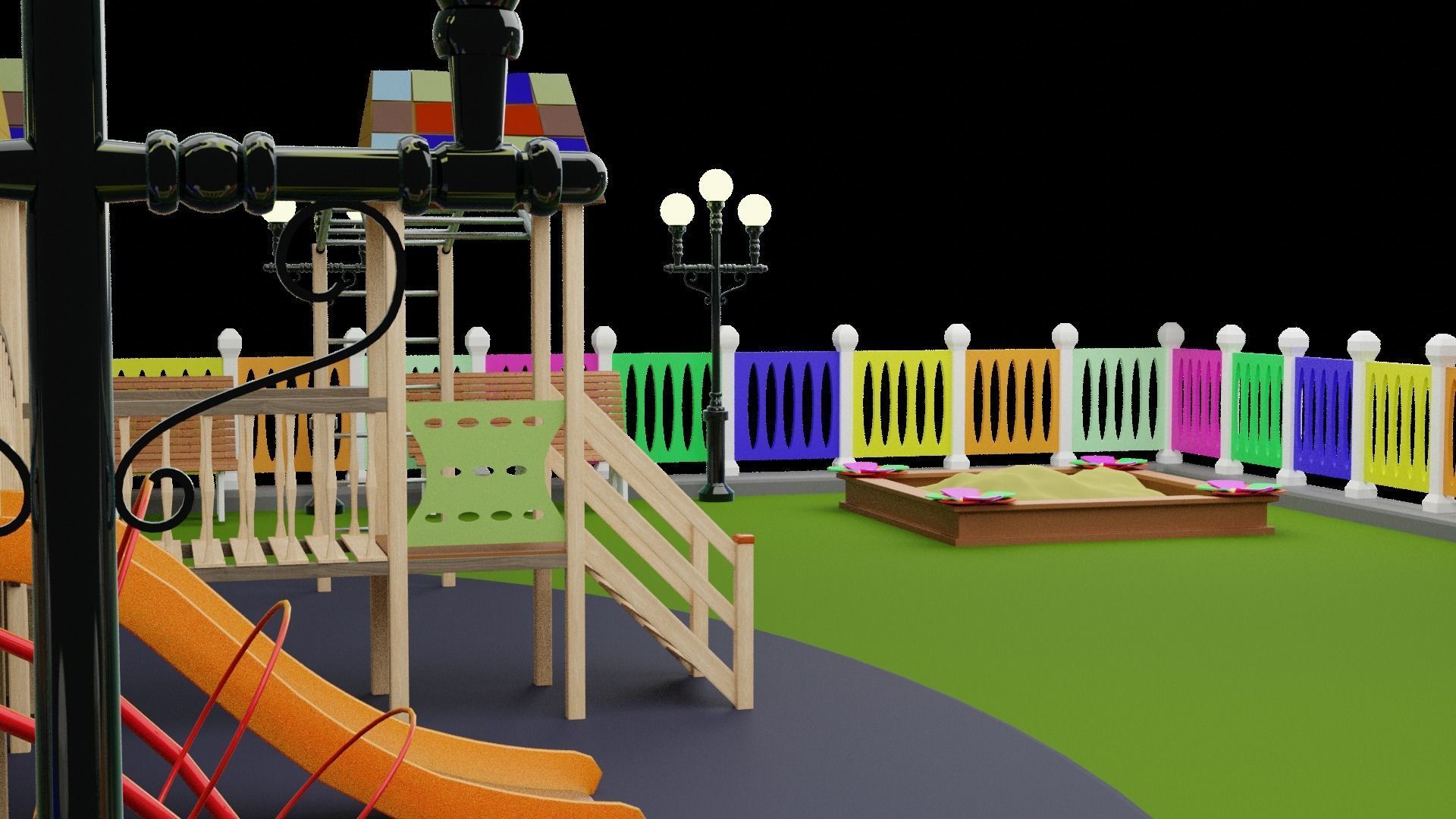 Playground Swing 3D model_10