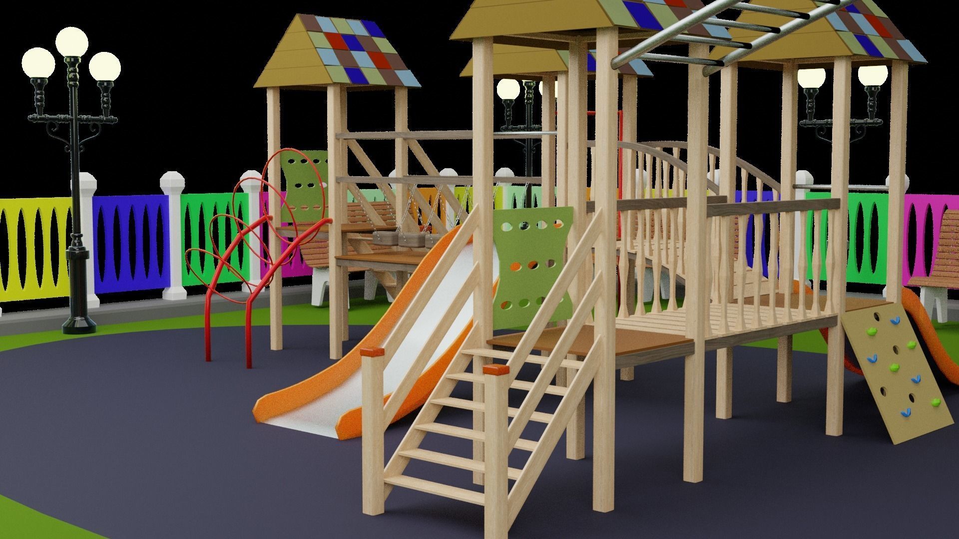 Playground Swing 3D model_8
