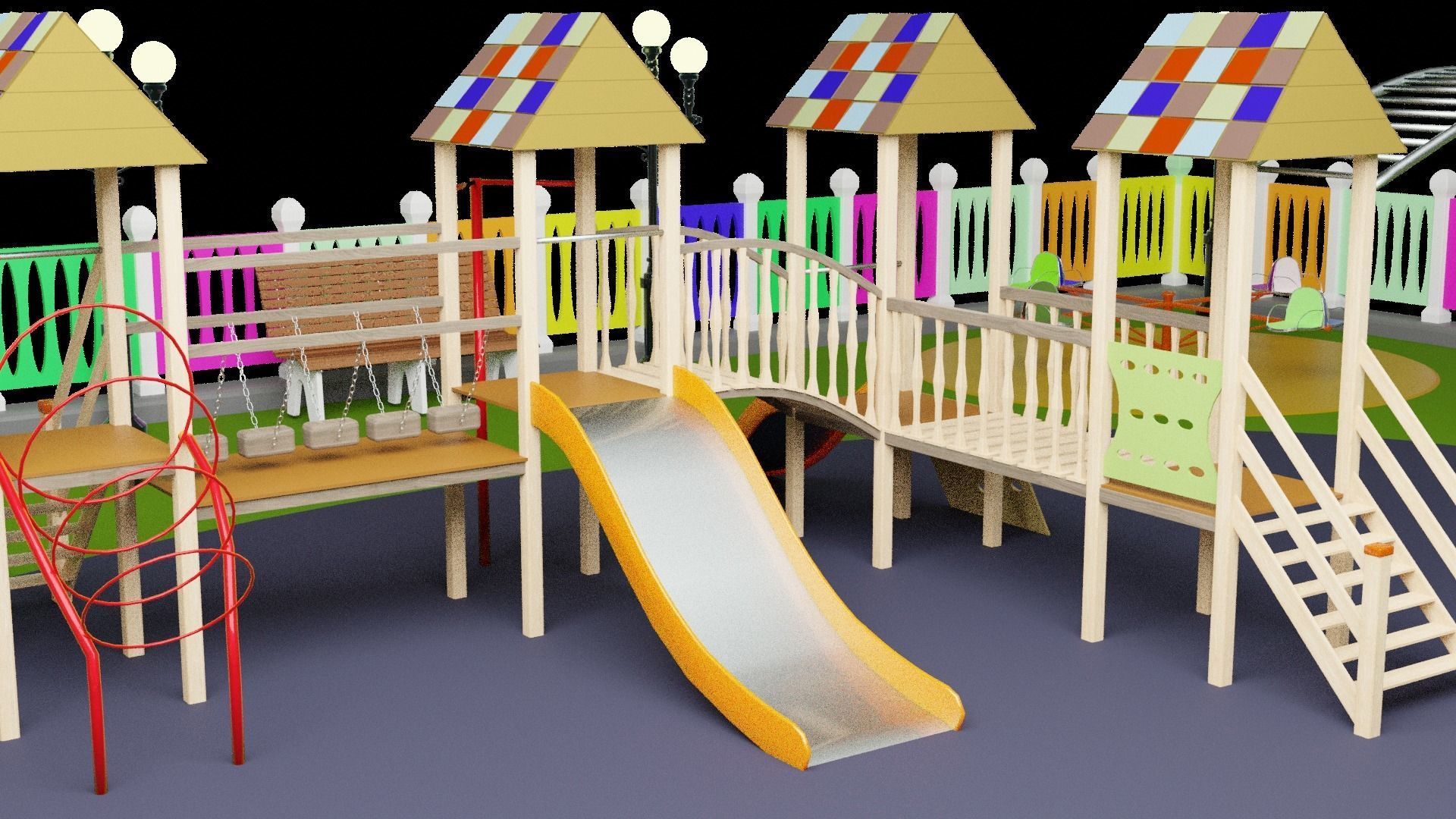 Playground Swing 3D model_13