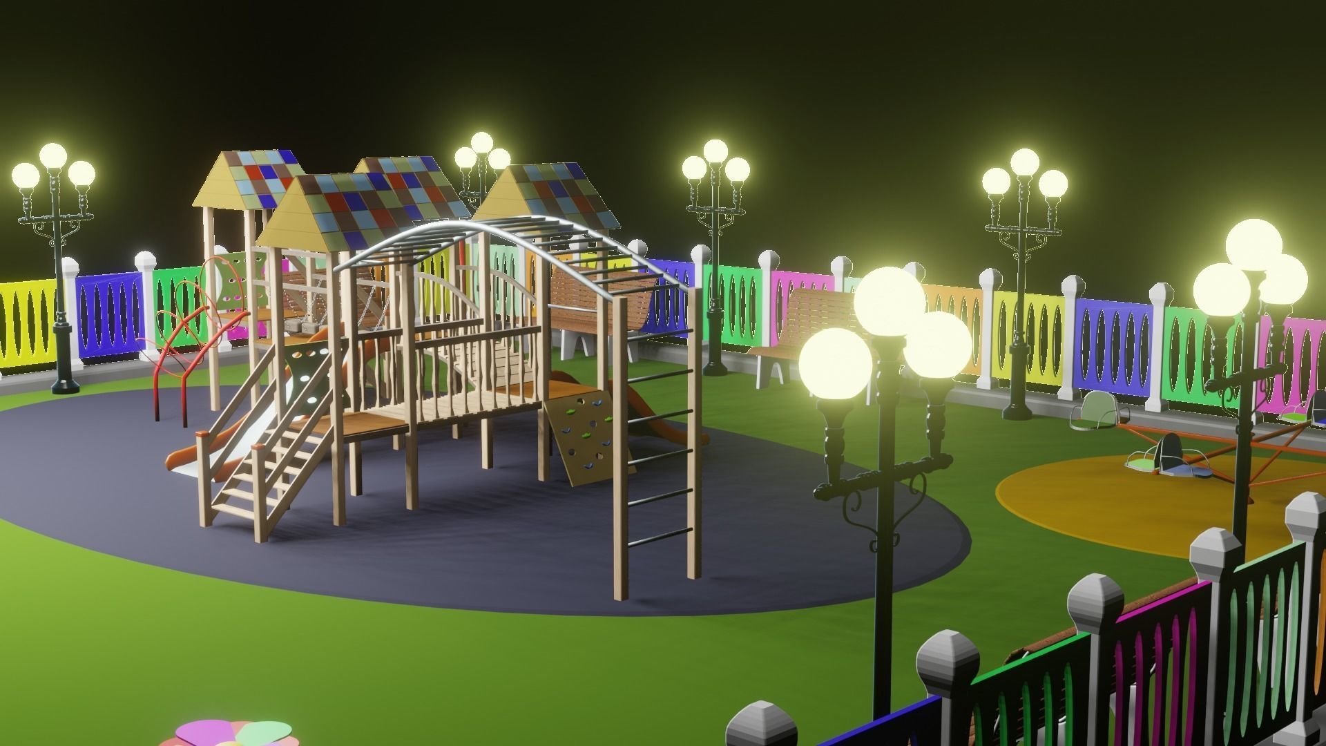 Playground Swing 3D model_4