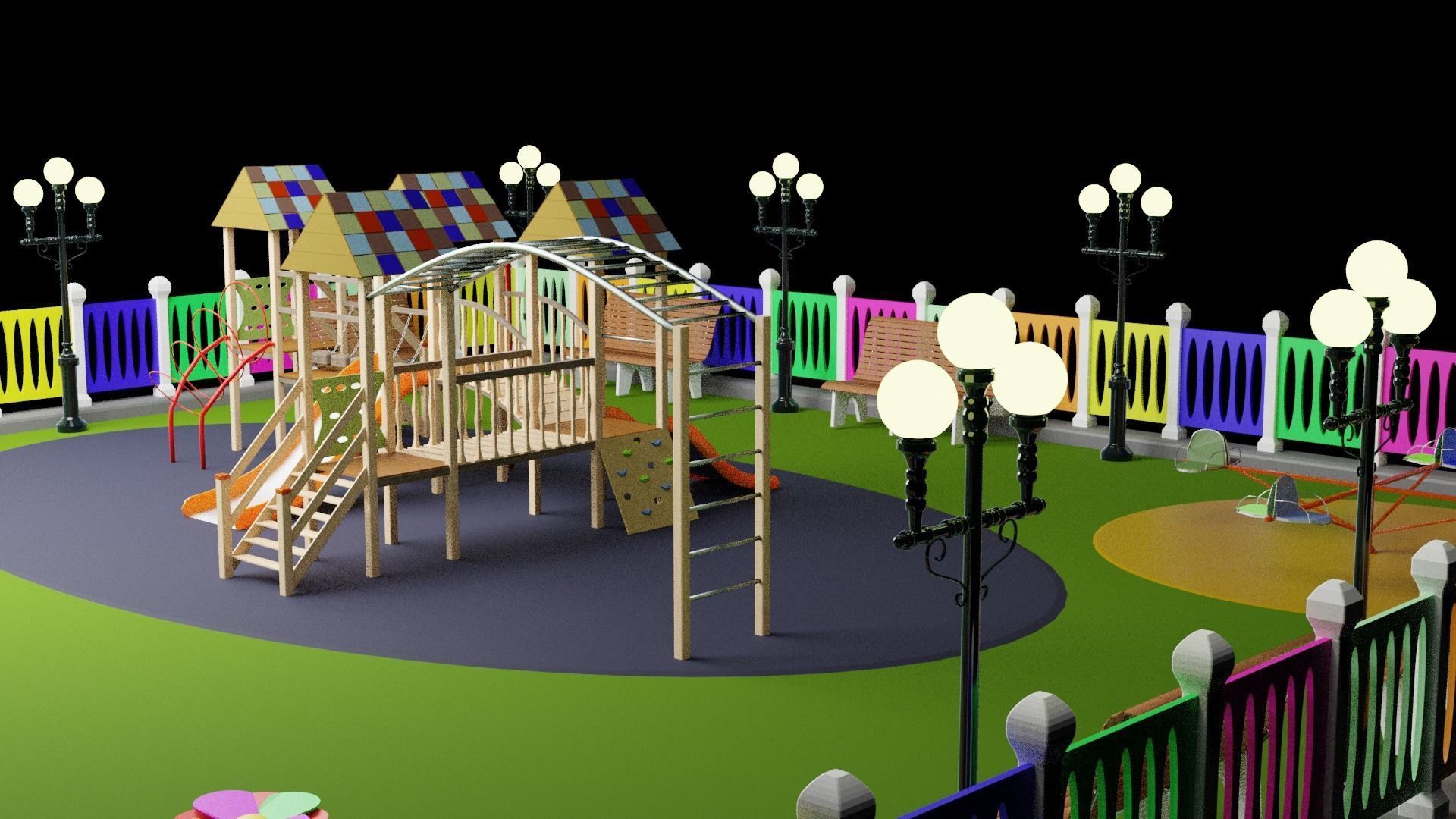 Playground Swing 3D model_6