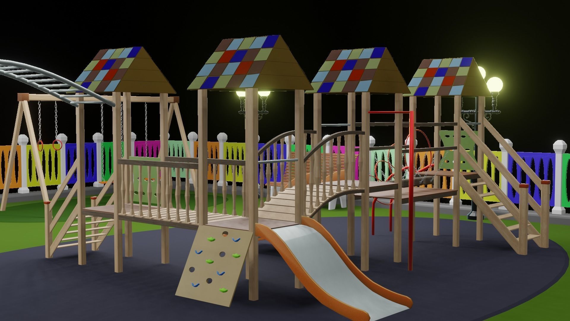 Playground Swing 3D model_7