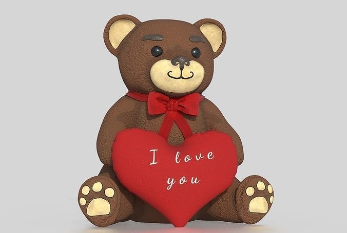 TEDDY I LOVE YOU Low-poly 3D model