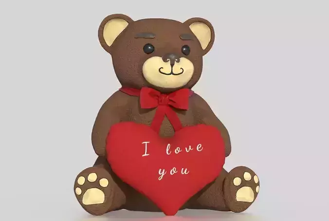 TEDDY I LOVE YOU Low-poly 3D model