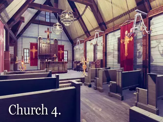 Church 4 in sims Low-poly 3D model