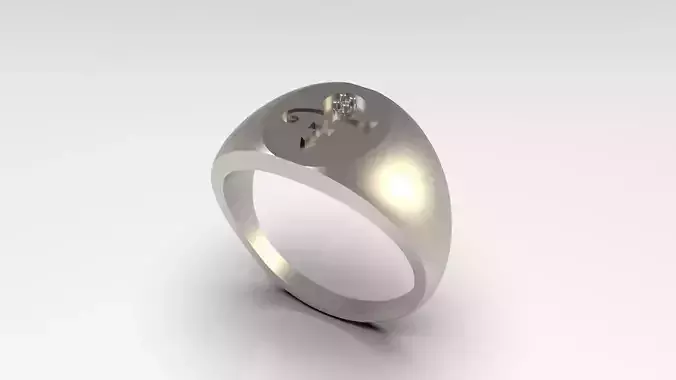 Prince Sott Large Love Signet Ring With Diamond