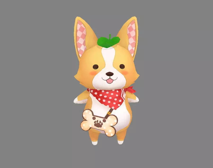 The cartoon dog bag Low-poly 3D model