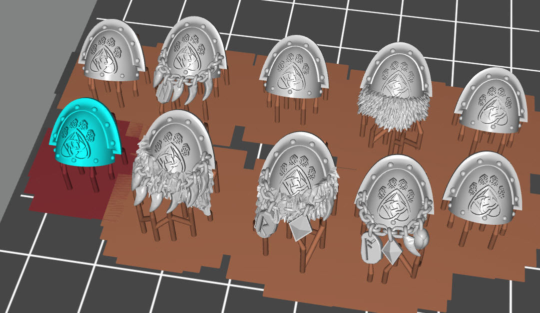 Space viking wolf shoulder pads - Claw style 3D print model_1