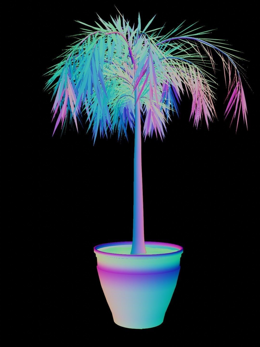 Potted Palm tree Animated and Rigged Low-poly 3D model_6