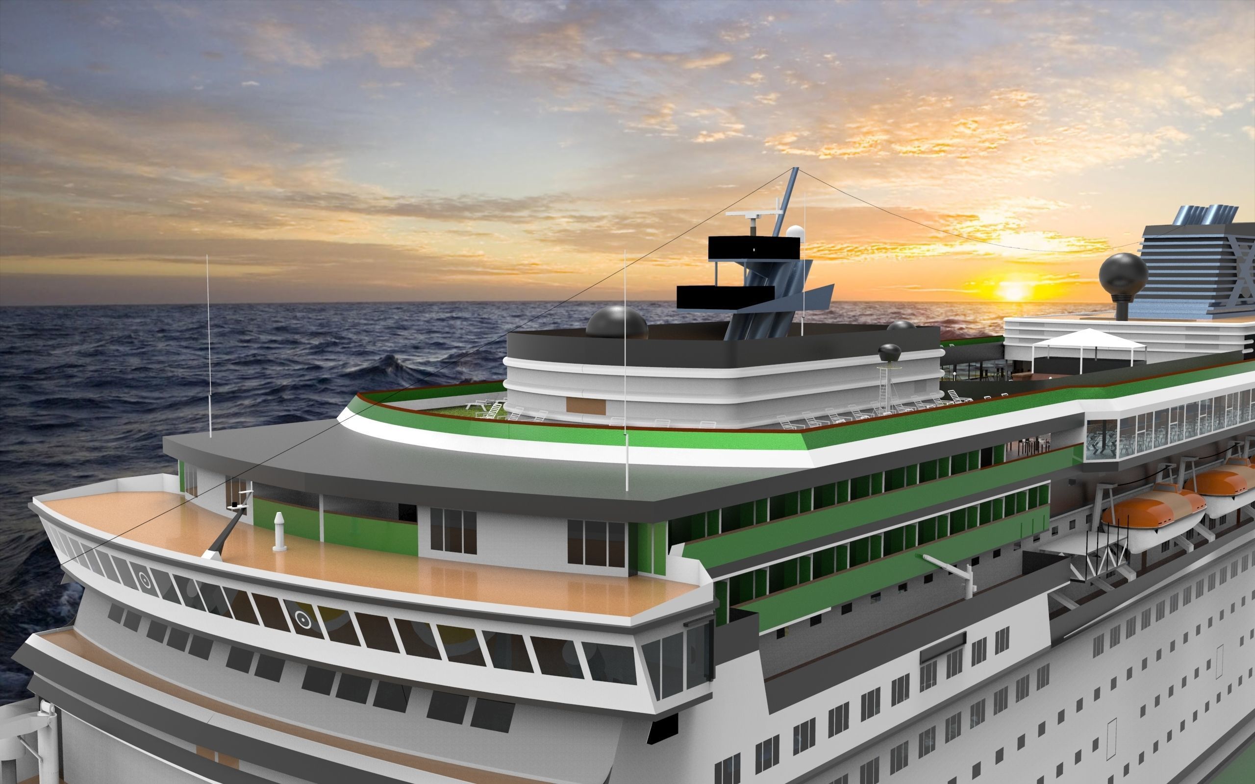 Cruise ship II Low-poly 3D model_8