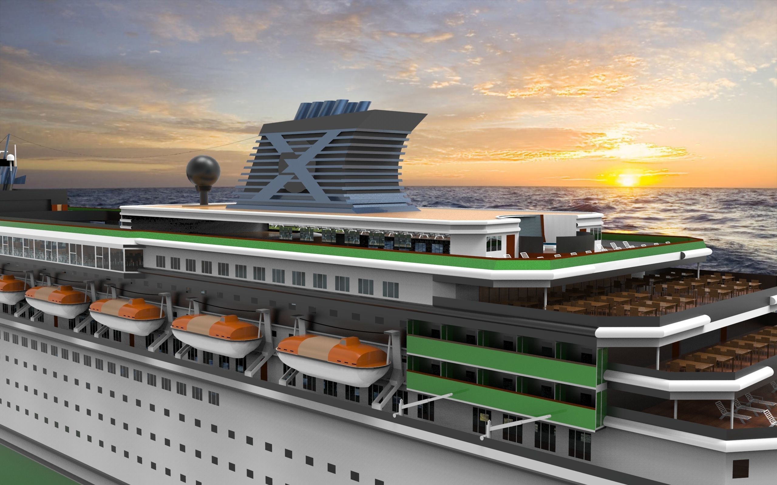 Cruise ship II Low-poly 3D model_9