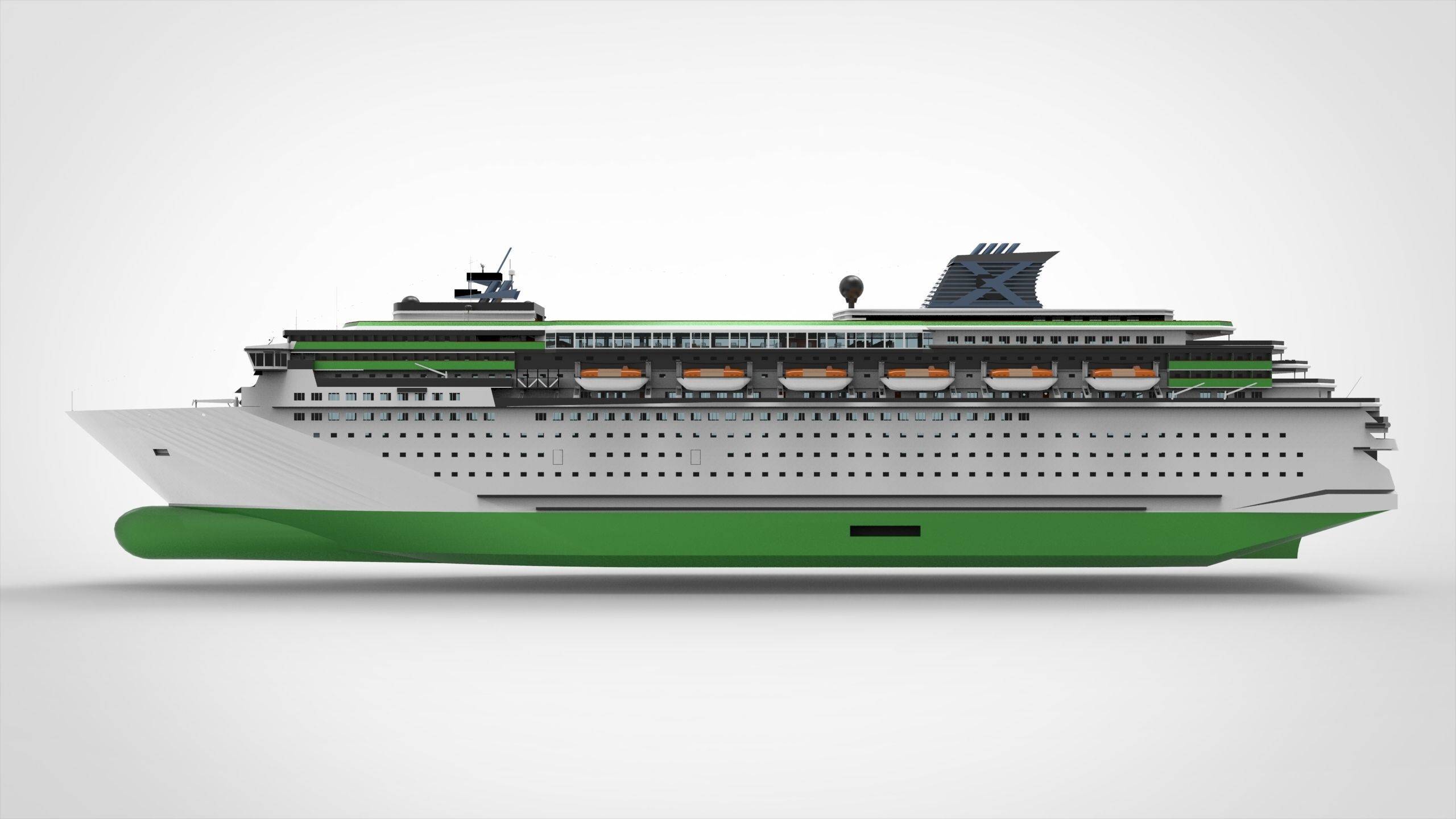 Cruise ship II Low-poly 3D model_2