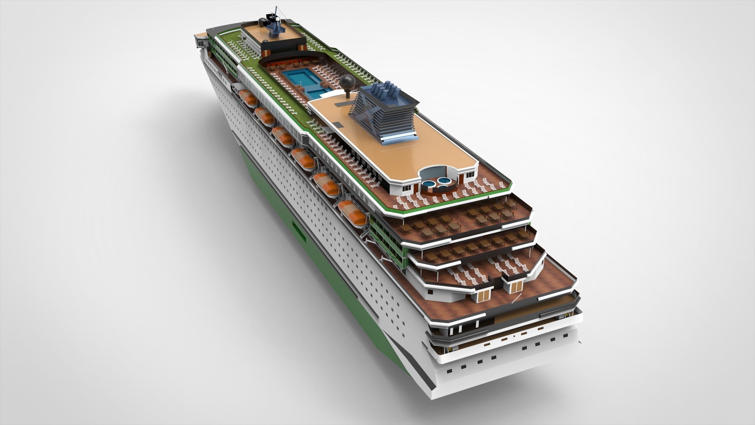 Cruise ship II Low-poly 3D model_11