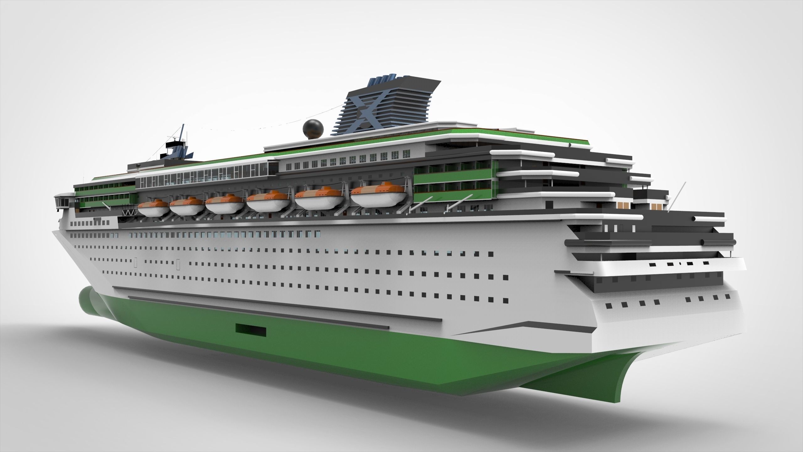 Cruise ship II Low-poly 3D model_10