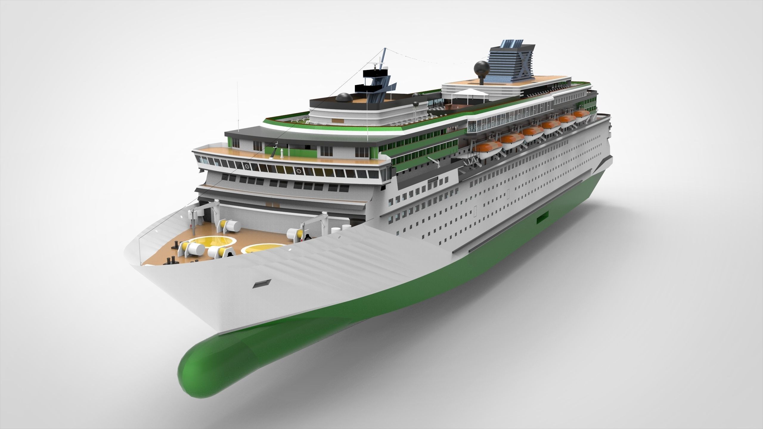 Cruise ship II Low-poly 3D model_1