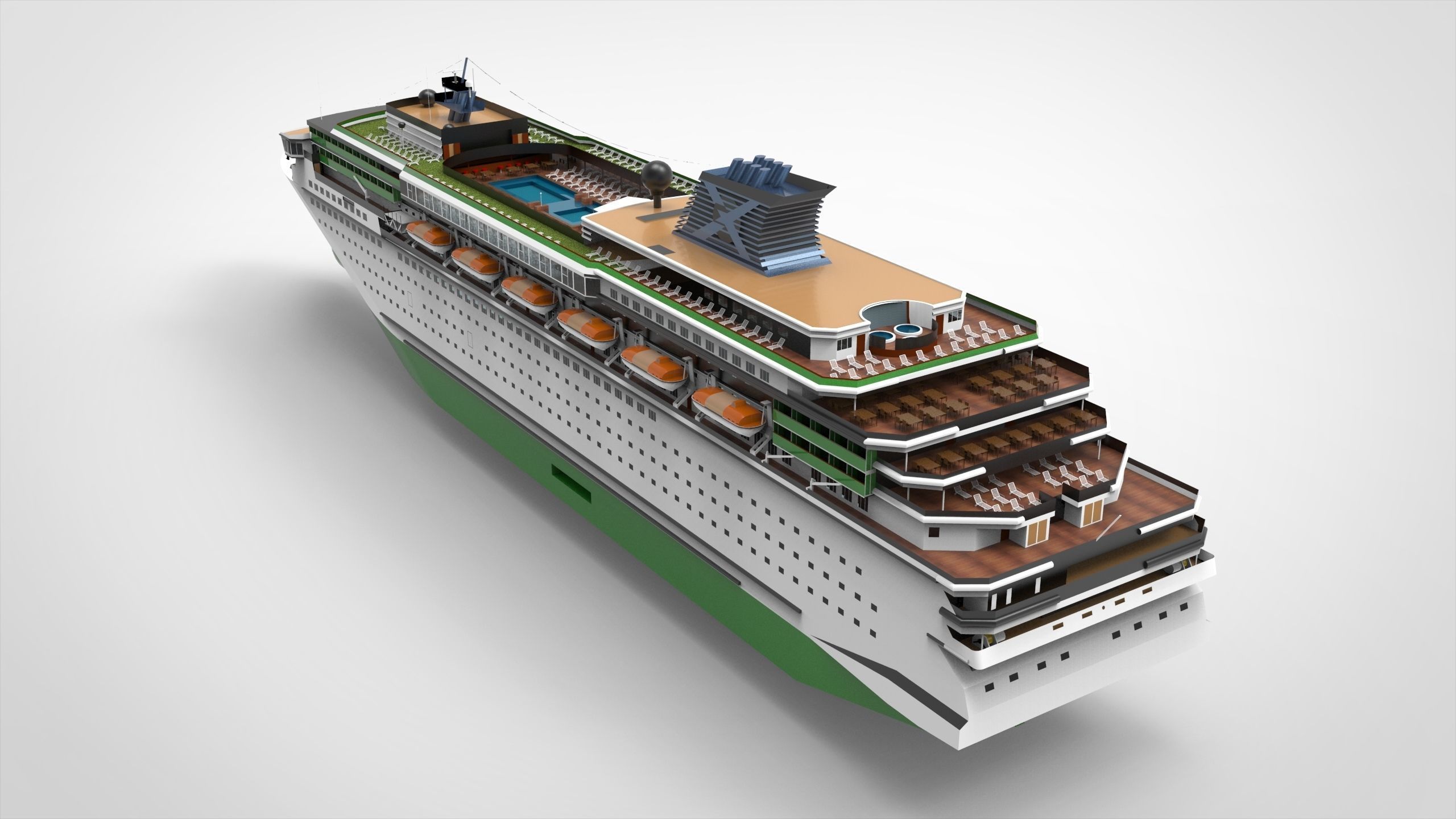 Cruise ship II Low-poly 3D model_4