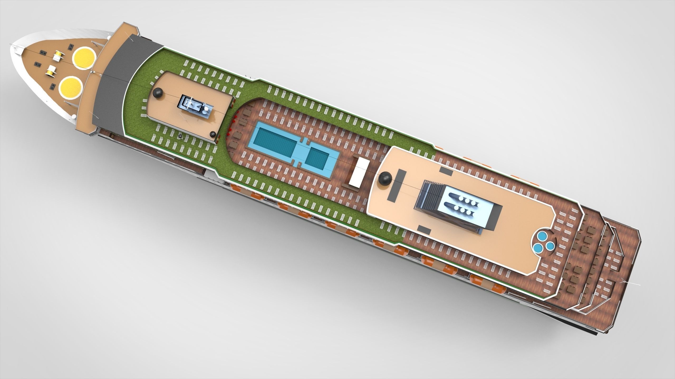 Cruise ship II Low-poly 3D model_3