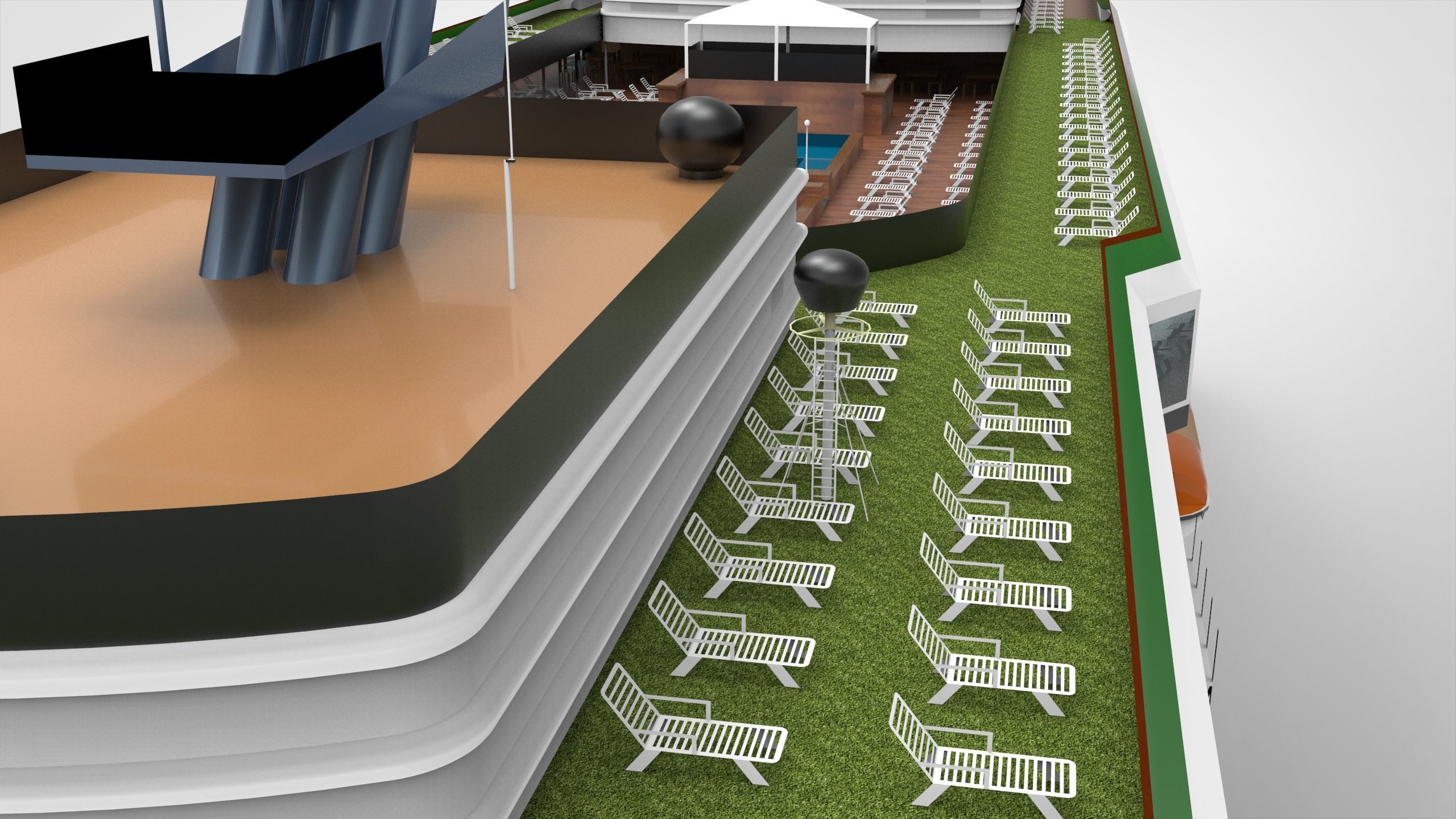 Cruise ship II Low-poly 3D model_7