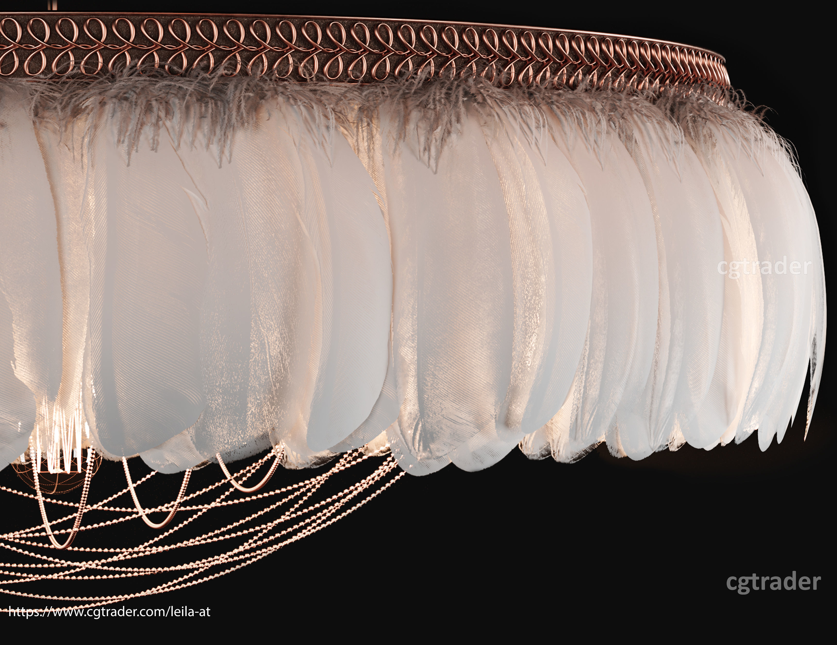 Feathers Modern Chandelier Vray - Corona renderer 3D model_1