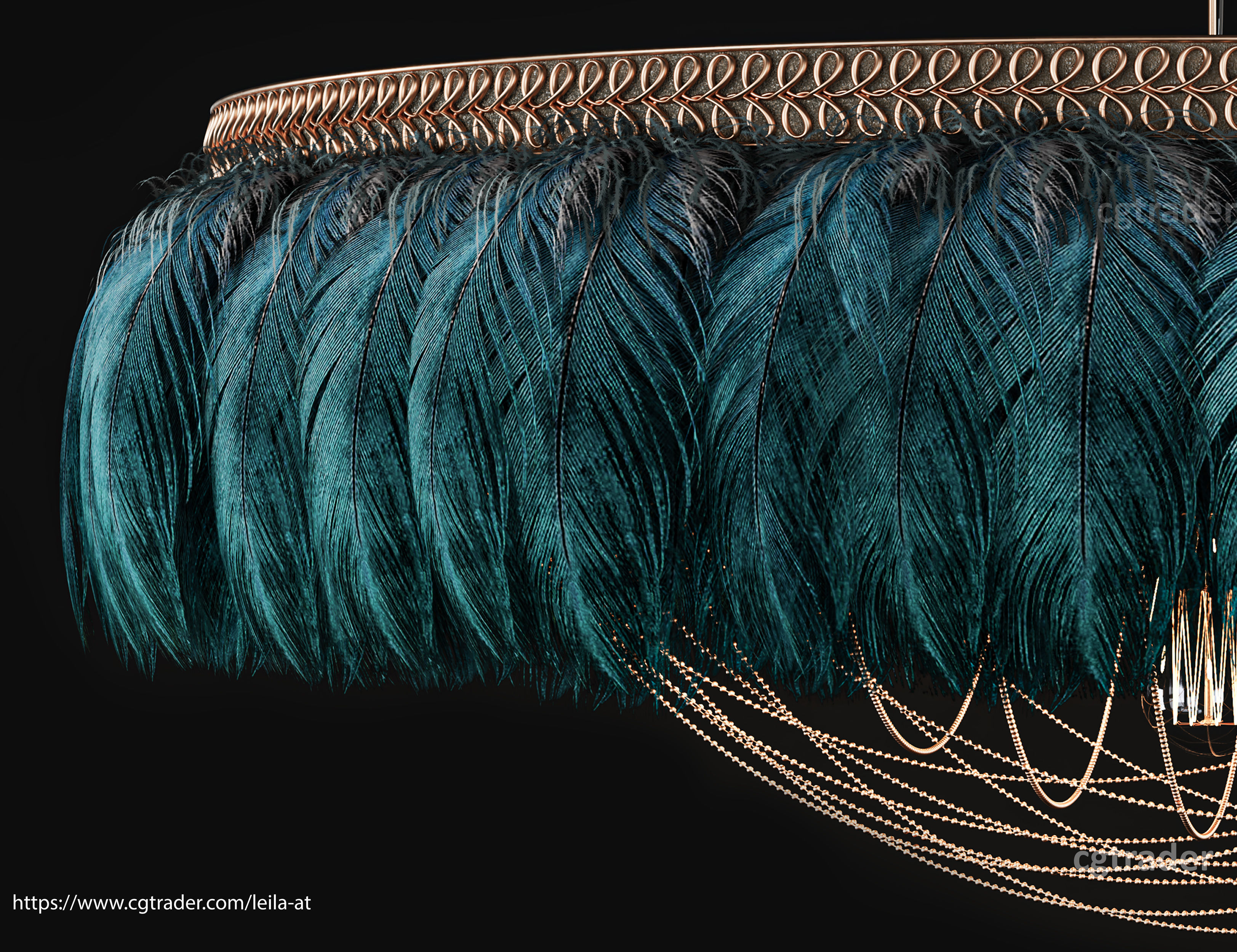 Feathers Modern Chandelier Vray - Corona renderer 3D model_7