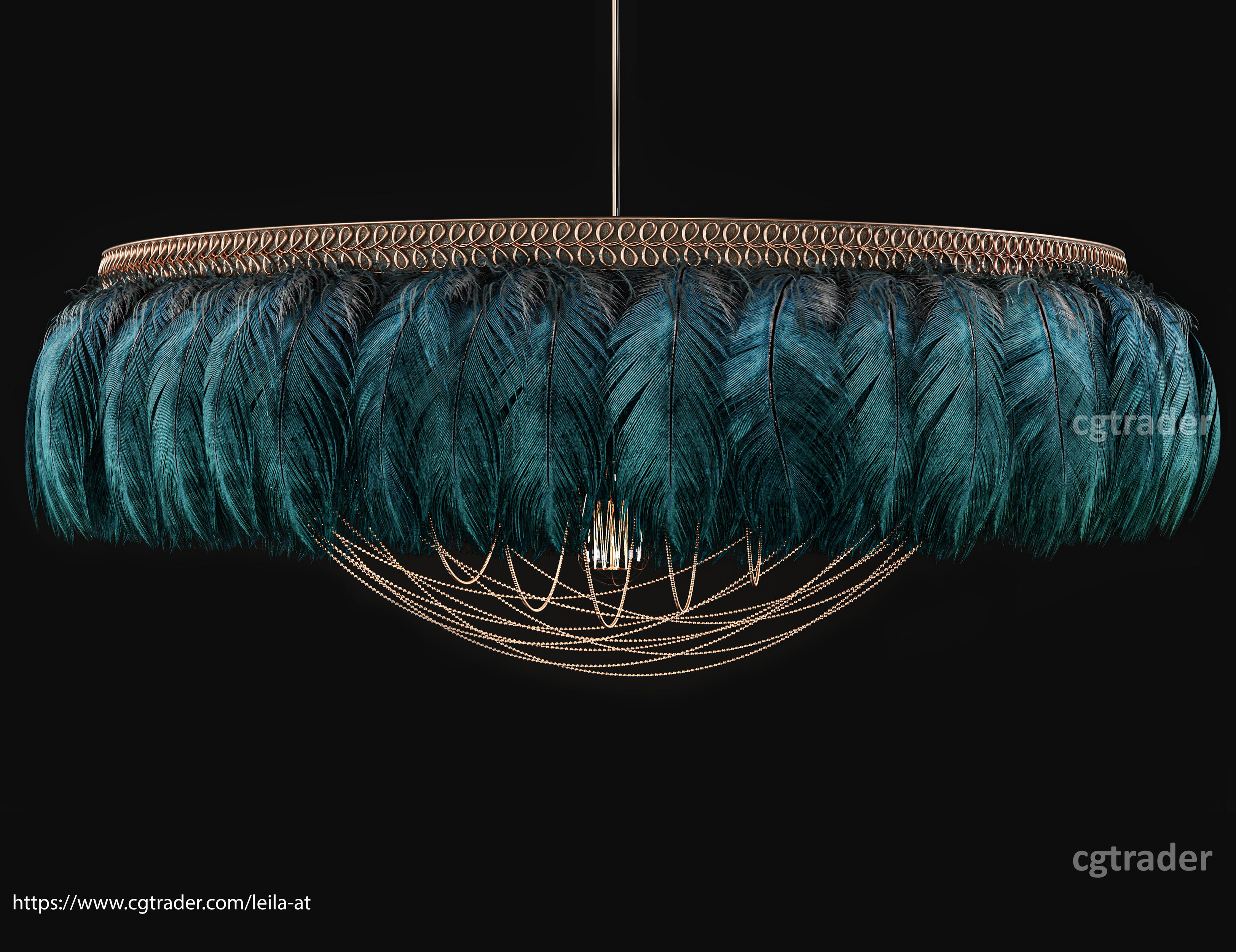 Feathers Modern Chandelier Vray - Corona renderer 3D model_2